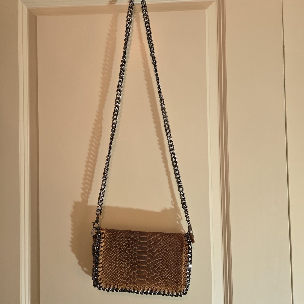 Italian Leather Crossbody Bag - Tan